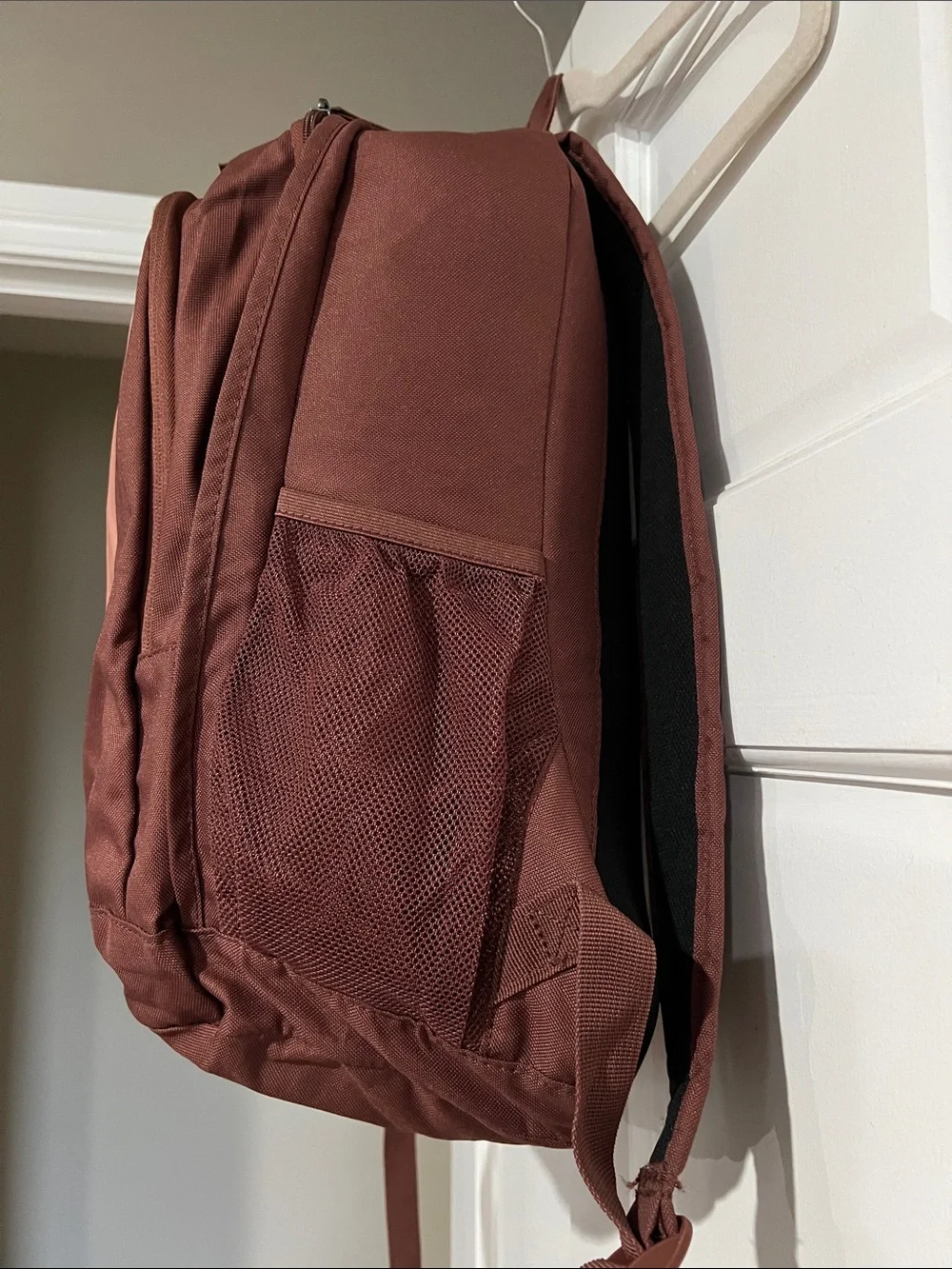 Nike Maroon Backpack with Pink Logo Accent